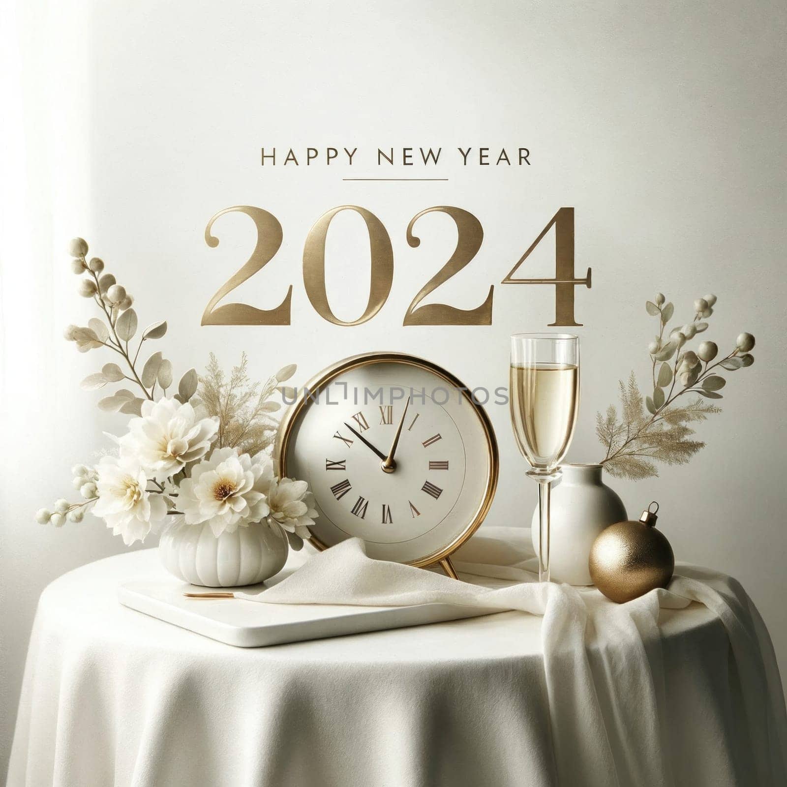 Elegant New Year 2024 celebration. Created using AI Generated technology and image editing software.