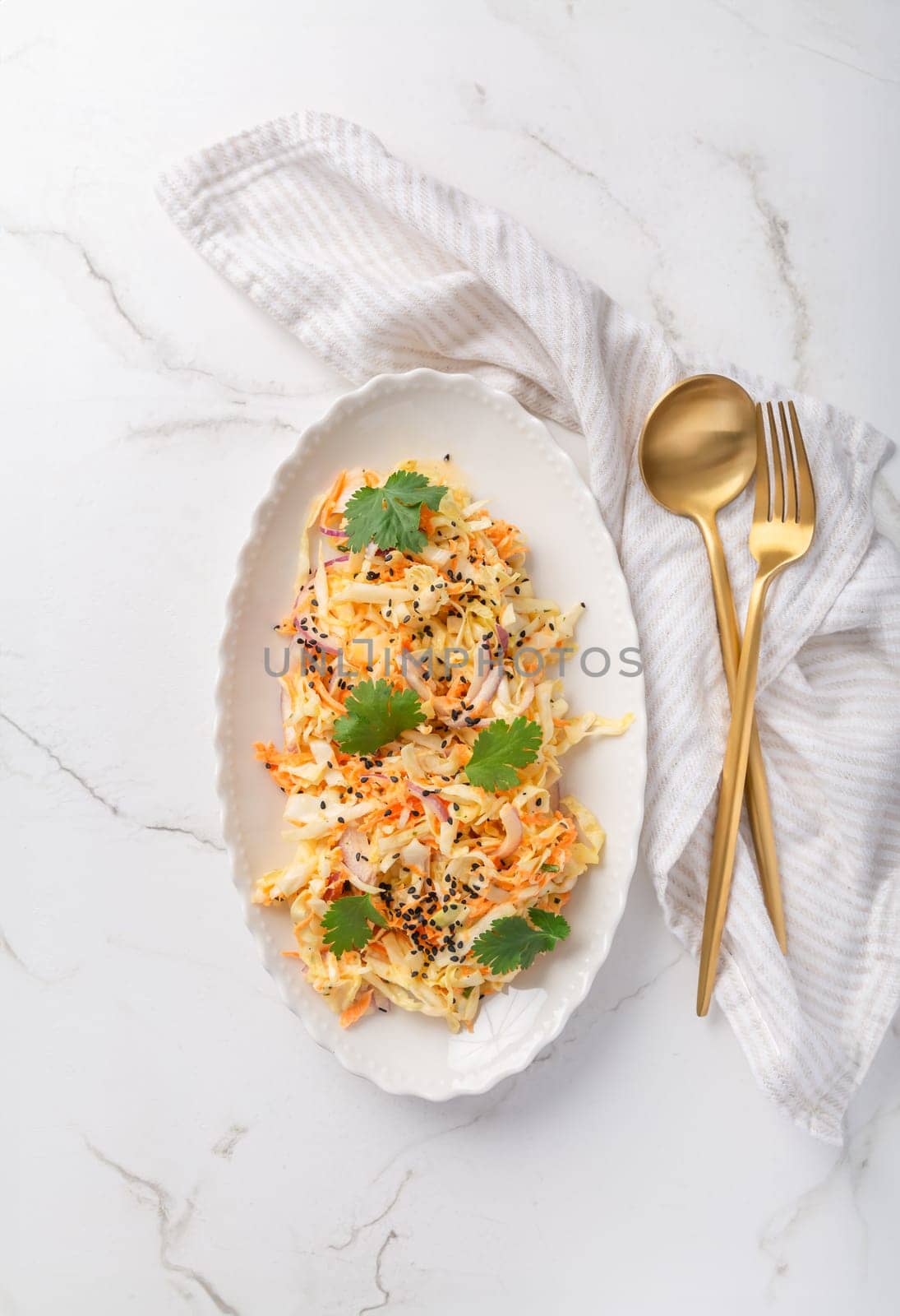 Coleslaw salad, organic cabbage with carrots salad