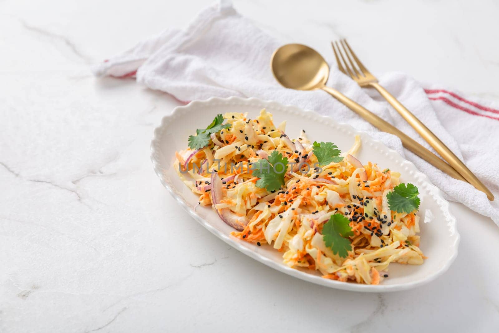 Coleslaw salad, organic cabbage with carrots salad