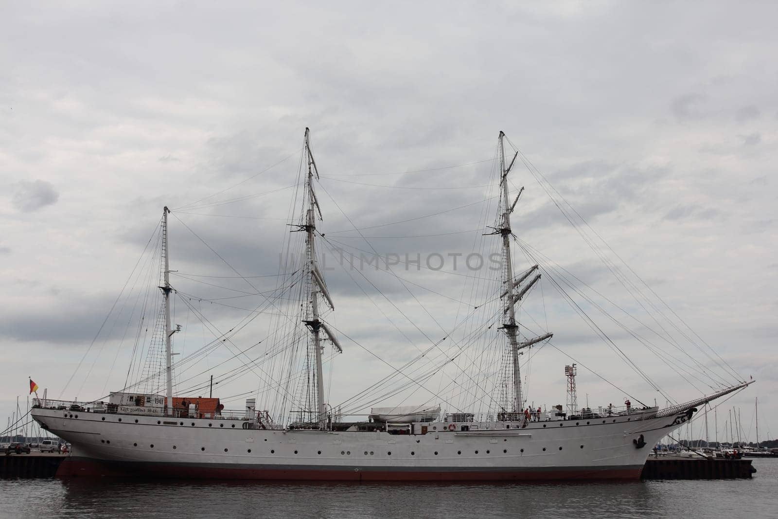 Stralsund, Germany – August 01, 2017 - Gorch Fock I  is a German three-mast barque, the first of a series built as school ships for the German Reichsmarine in 1933.