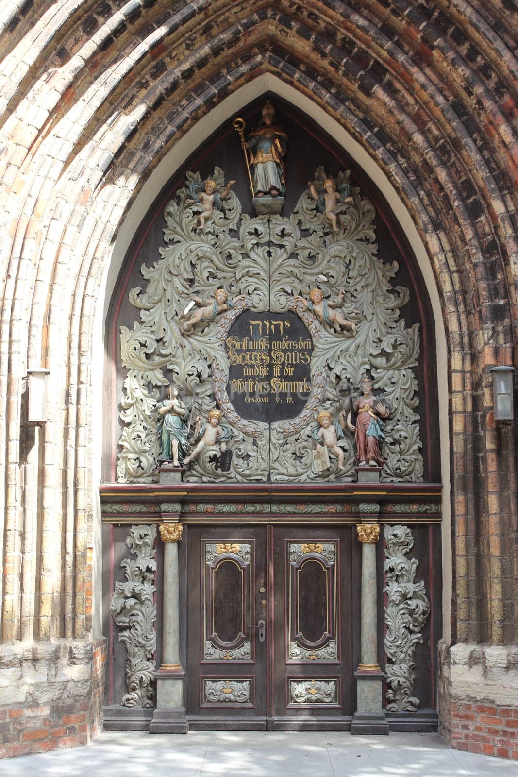 Intricately decorated entrance to the St. Nikolai Church in Stralsund