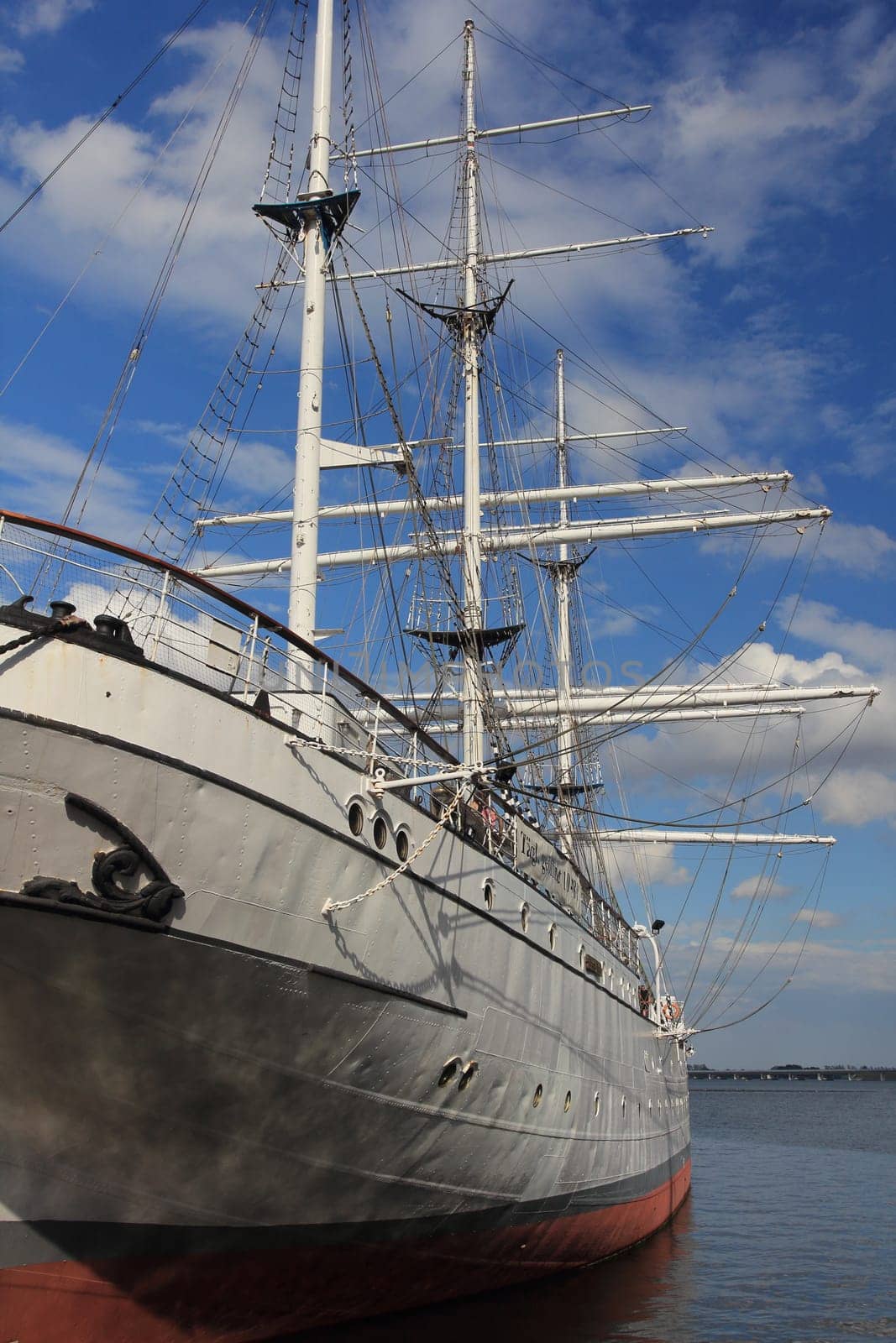 Stralsund, Germany – August 03, 2017 - Gorch Fock I  is a German three-mast barque, the first of a series built as school ships for the German Reichsmarine in 1933.