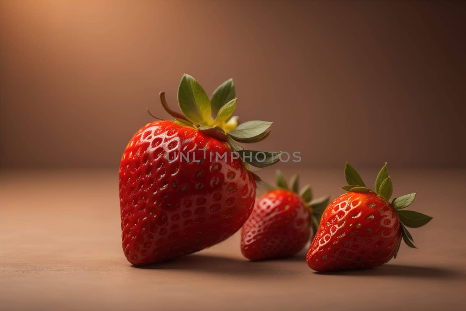 Fresh strawberries on a solid color background. generative ai