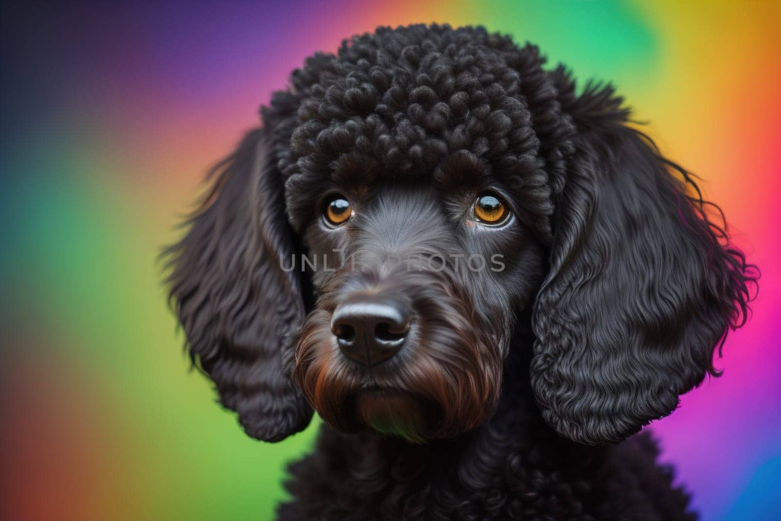 Portrait of a beautiful black dachshund puppy on a solid color background. ai generative