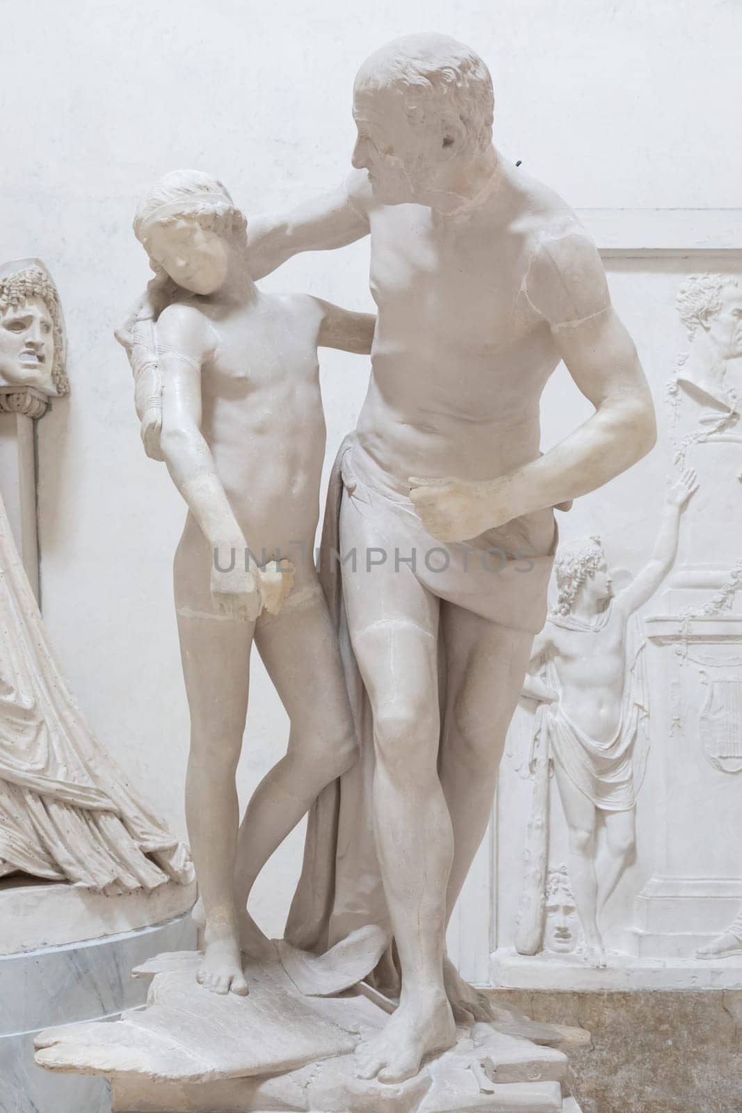 Possagno, Italy - June 2022: Dedalo e Icaro - Daedalus and Icarus - by sculptor Antonio Canova, 1779