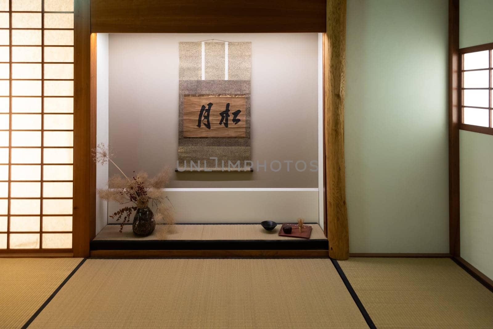 Reconstruction of a Japanese traditional tea room interior - minimal design, nobody