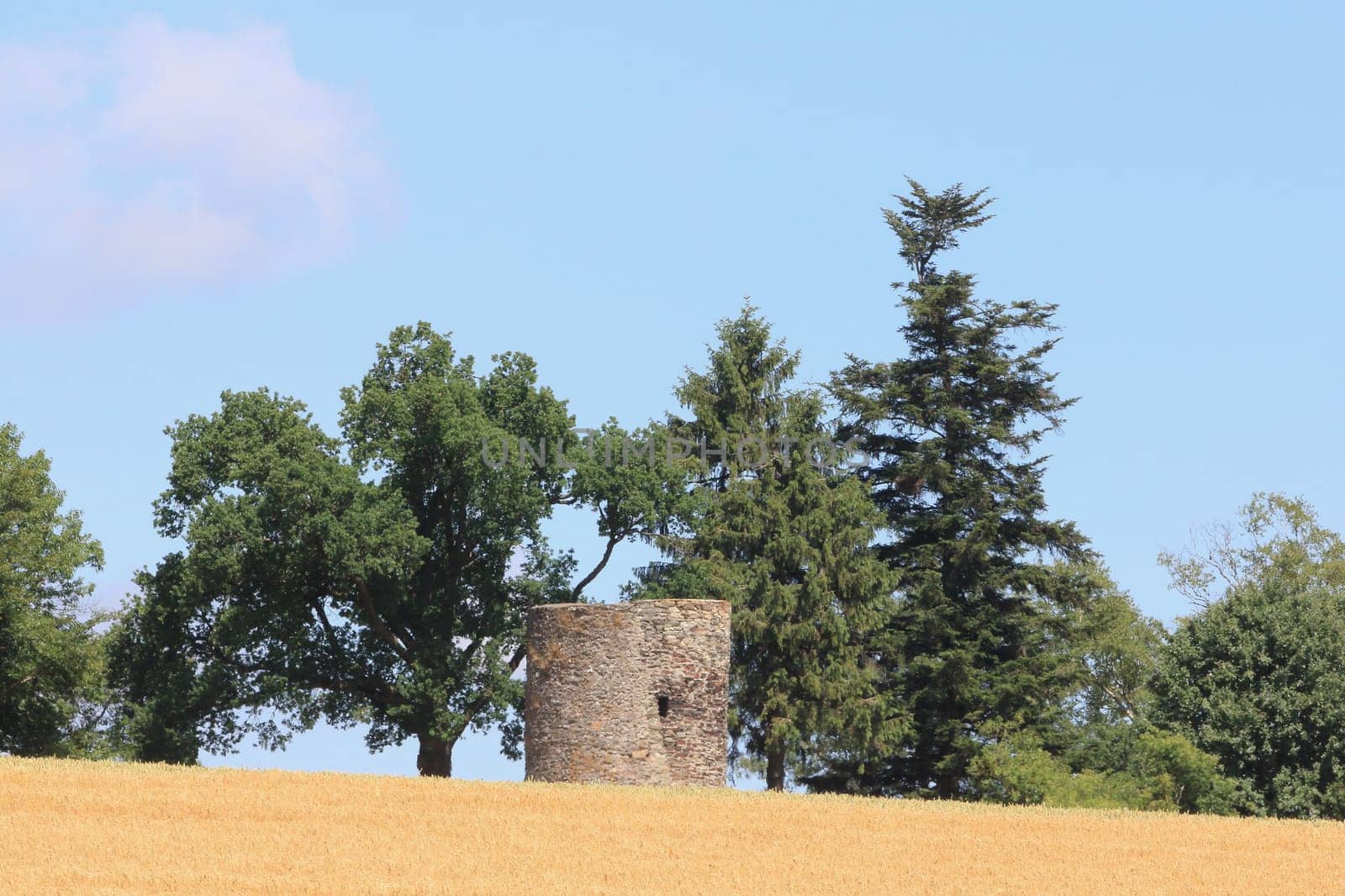 The blunt tower is a historical monument in the Hunsrueck. It stands directly at the Hunsrueck High Road (Bundesstraße 327)