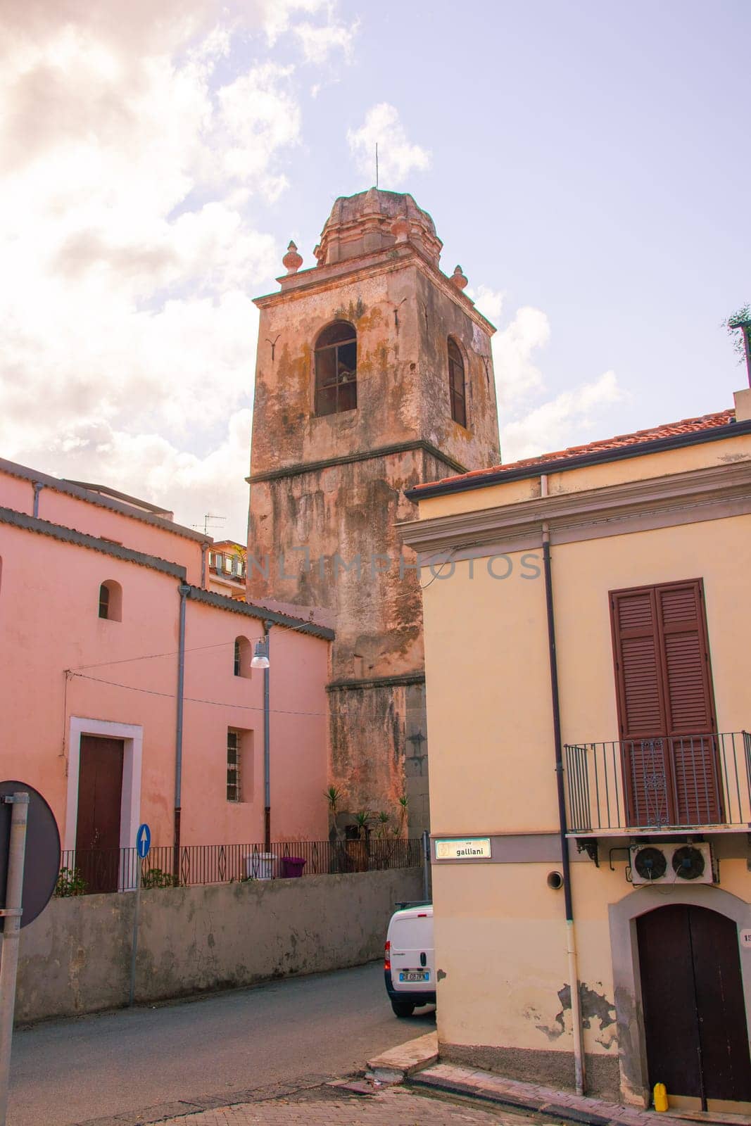 Gioiosa Marea, Sicily, Italy – 27 Sep 2023. Church of Santa Maria delle Grazie at Piazza Cavour in Gioiosa Marea, Province of Messina.