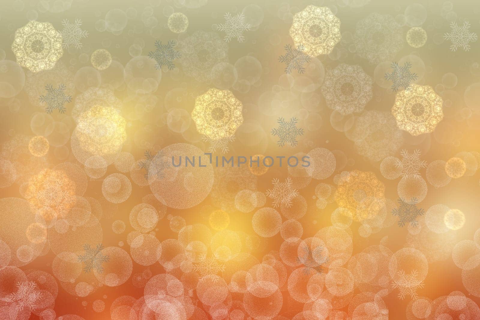 A festive abstract delicate golden gradient yellow orange background texture with glitter defocused sparkle bokeh circles and stars. Card concept for Happy New Year, party invitation, valentine or other holidays.