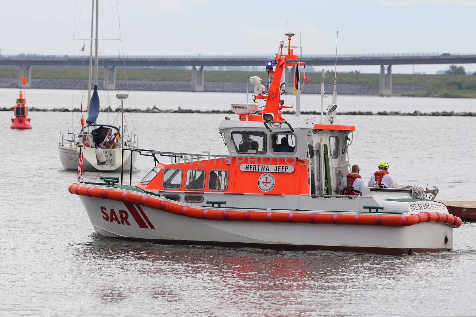Stralsund, Germany July 30, 2017: A ship for Distress Rescue go in sea