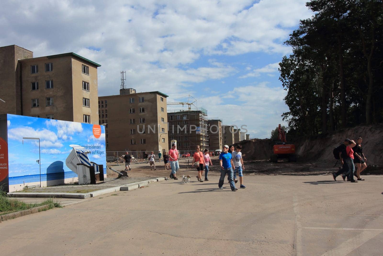 Prora, Germany August 4, 2017: Prora was built by Nazi Germany as a beach resort on the island of Ruegen, Germany, which is known for its colossal Nazi-planned tourist structures