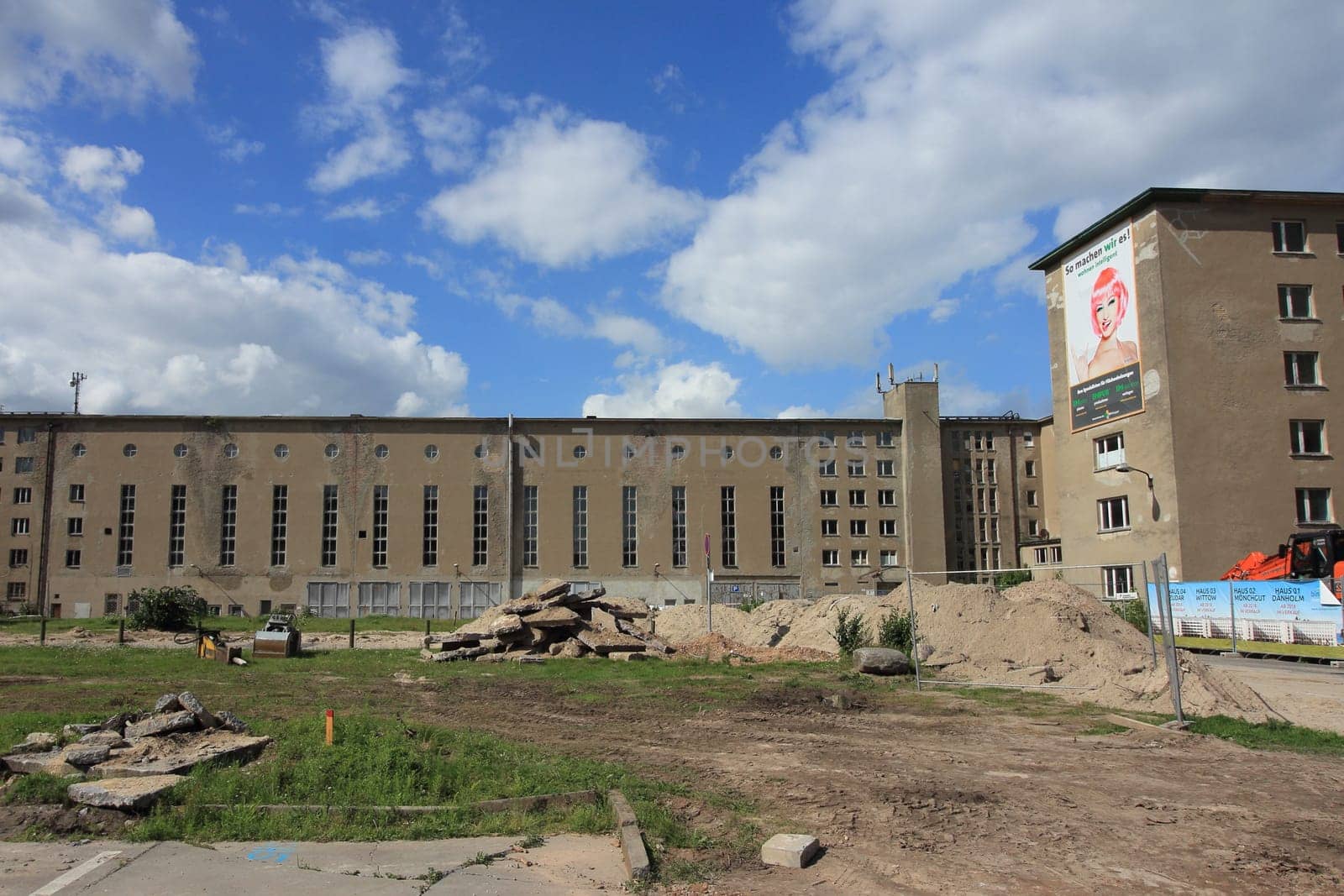 Prora, Germany August 4, 2017: Prora was built by Nazi Germany as a beach resort on the island of Ruegen, Germany, which is known for its colossal Nazi-planned tourist structures