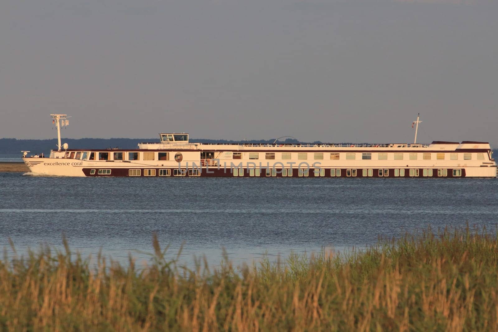 Bock, Germany August 5, 2017: An excursion boat passes through the Baltic Sea off the island of Bock