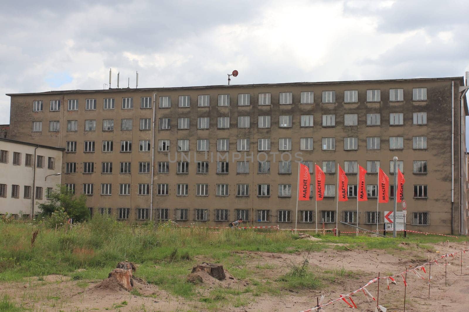 Prora, Germany August 4, 2017: Prora was built by Nazi Germany as a beach resort on the island of Ruegen, Germany, which is known for its colossal Nazi-planned tourist structures