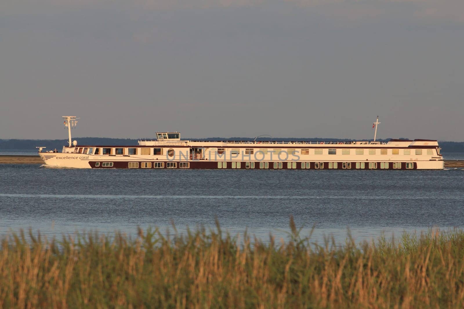 Bock, Germany August 5, 2017: An excursion boat passes through the Baltic Sea off the island of Bock