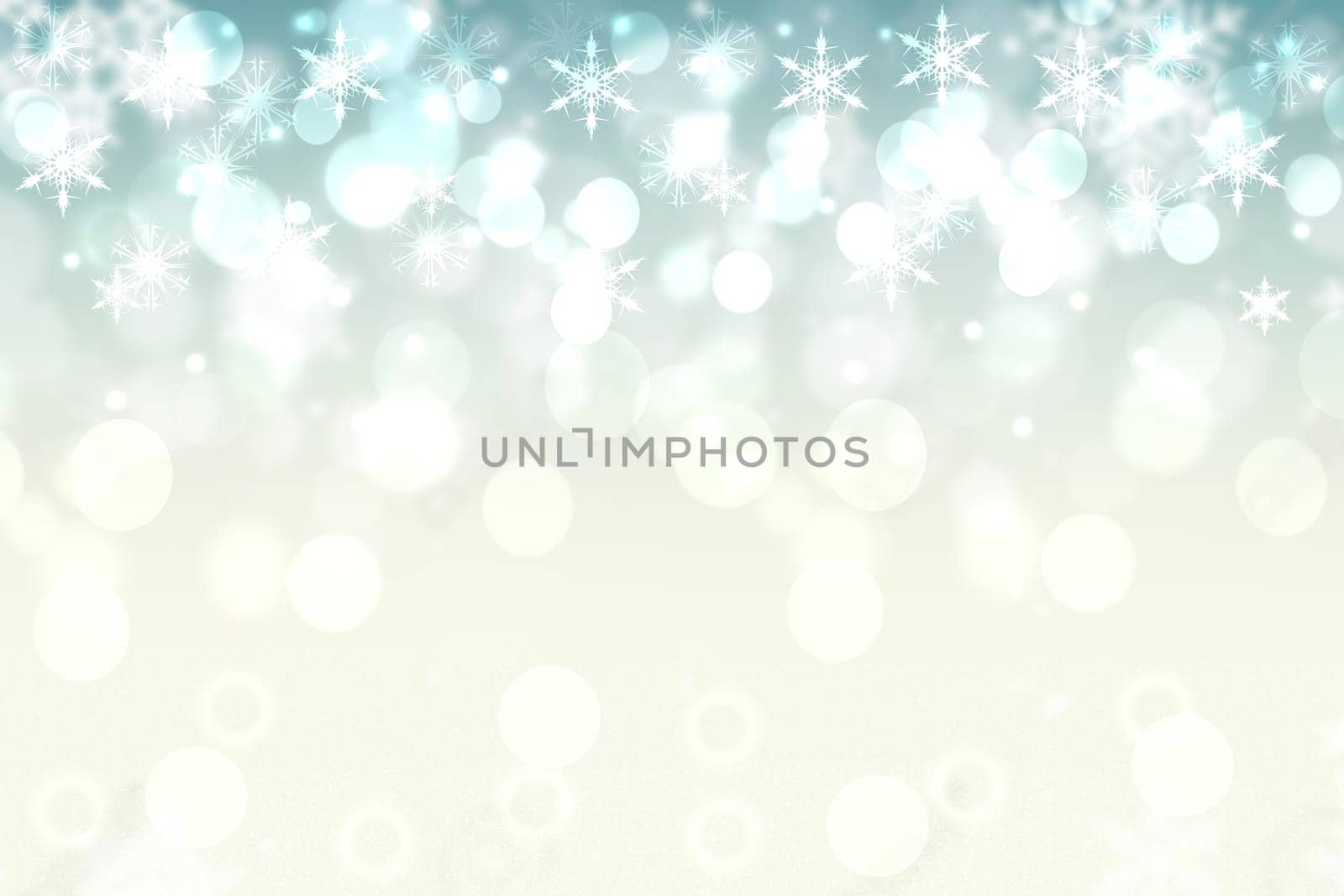Abstract blurred festive delicate winter christmas or Happy New Year background with shiny blue yellow and white bokeh lighted stars. Space for your design. Card concept.