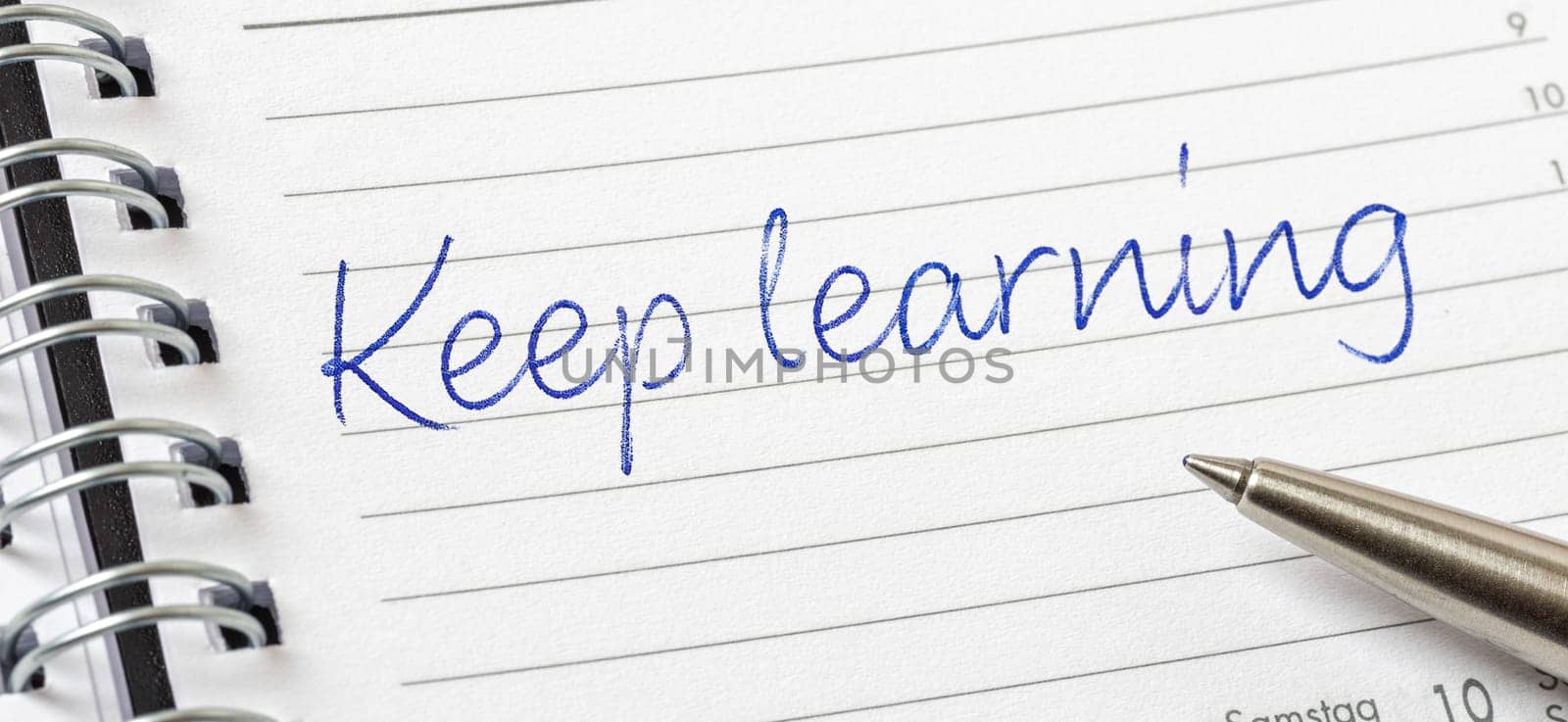 Keep learning written on a calendar page