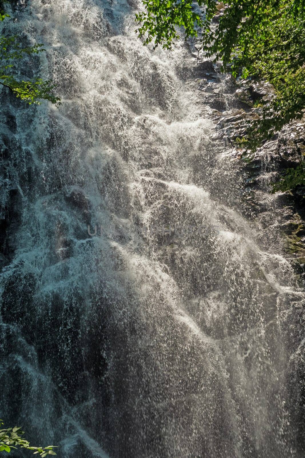 Dramatic Cascade Through in the Forest at Crabtree Falls on the Blue Ridge Parkway in North Carolina