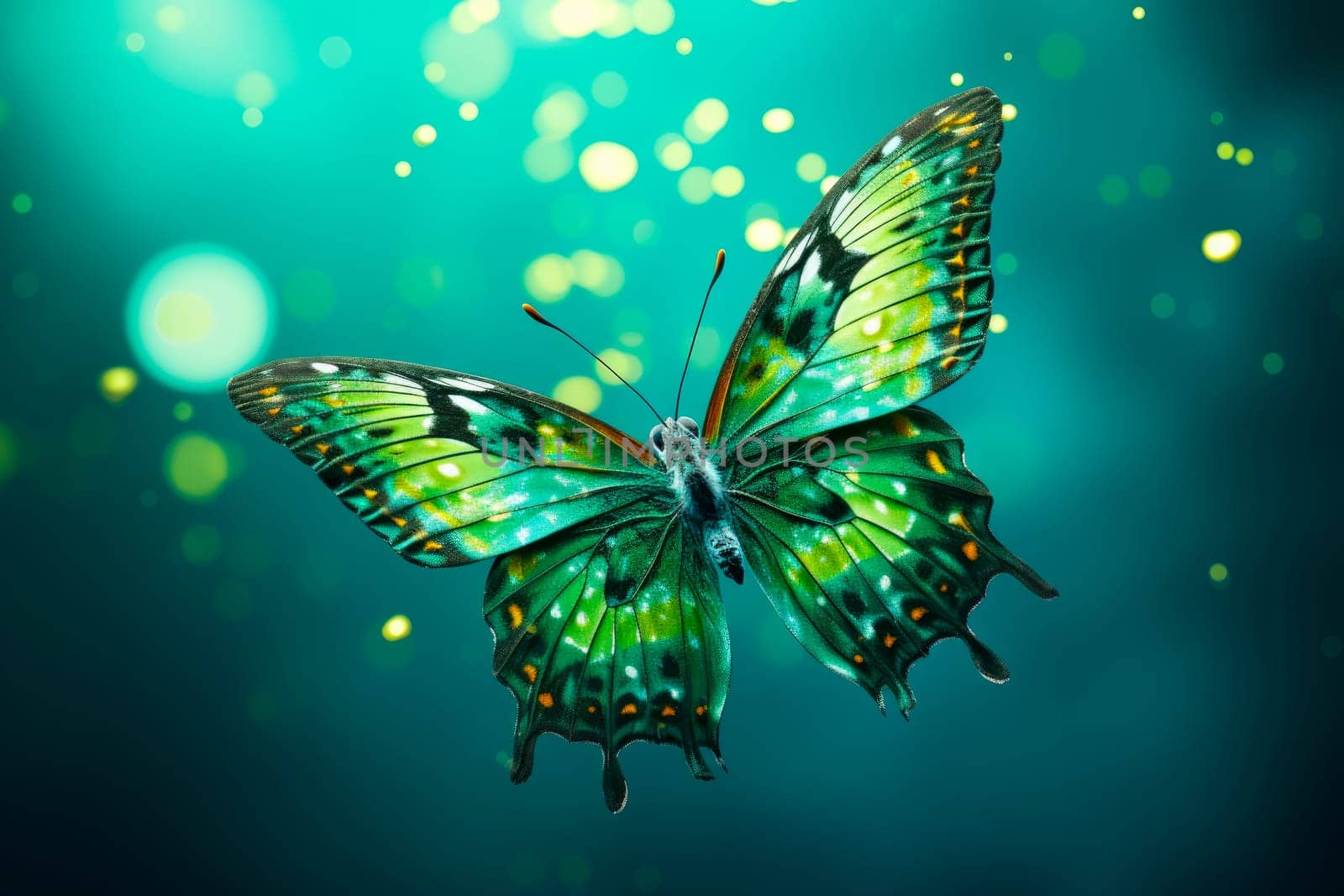 Abstract natural background with beautiful butterfly. AI generated