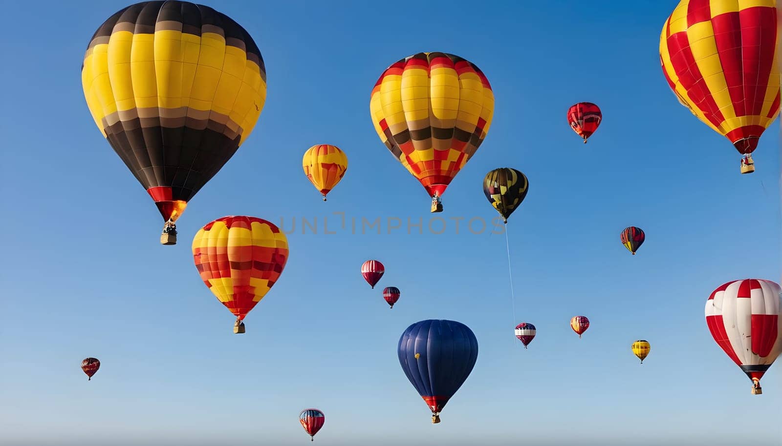 Colorful balloons in the blue sky - Illustration KI generated