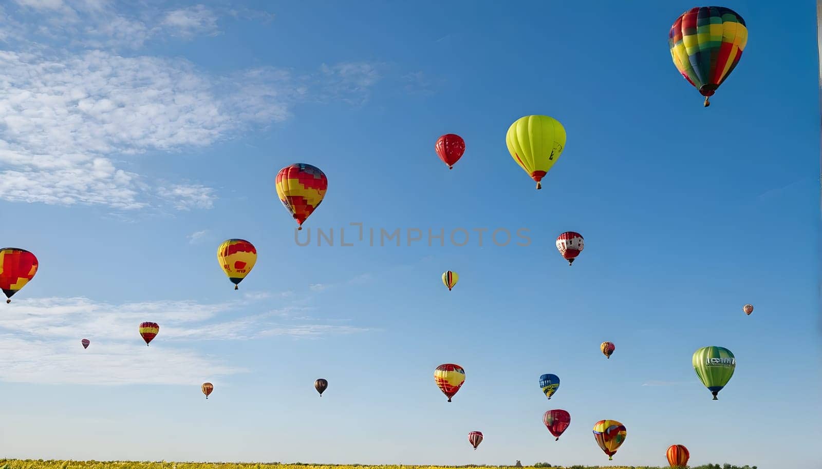 Colorful balloons in the blue sky - Illustration KI generated