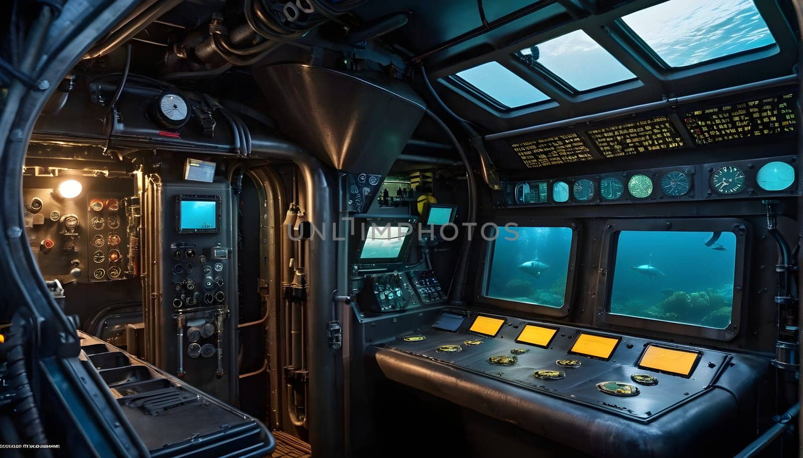 The inside of a submarine - AI generated - Illustration