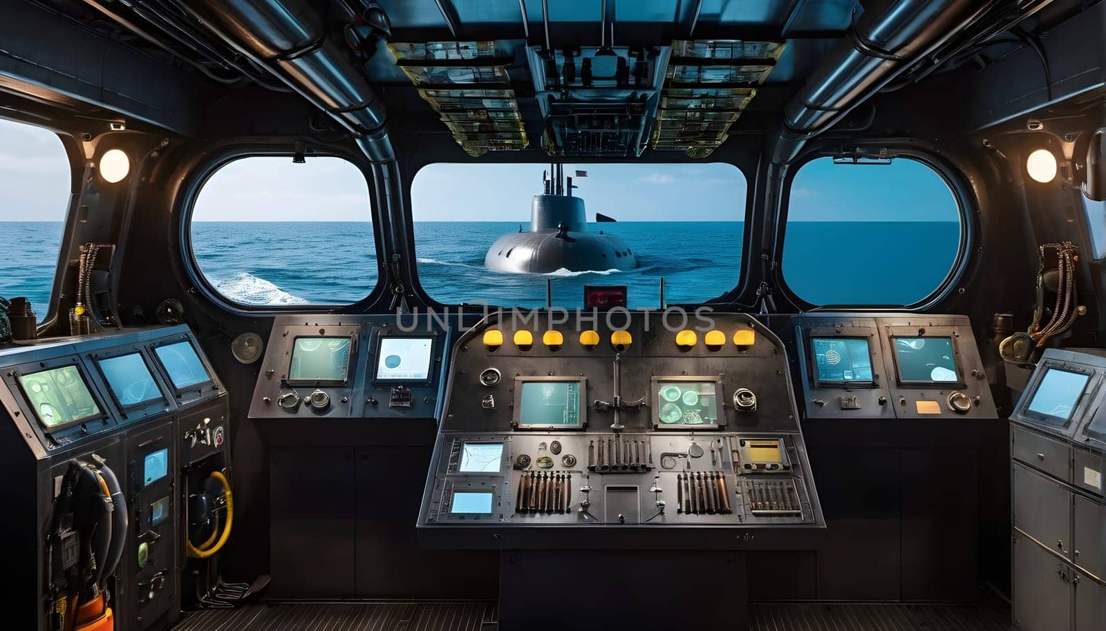 The inside of a submarine - AI generated - Illustration