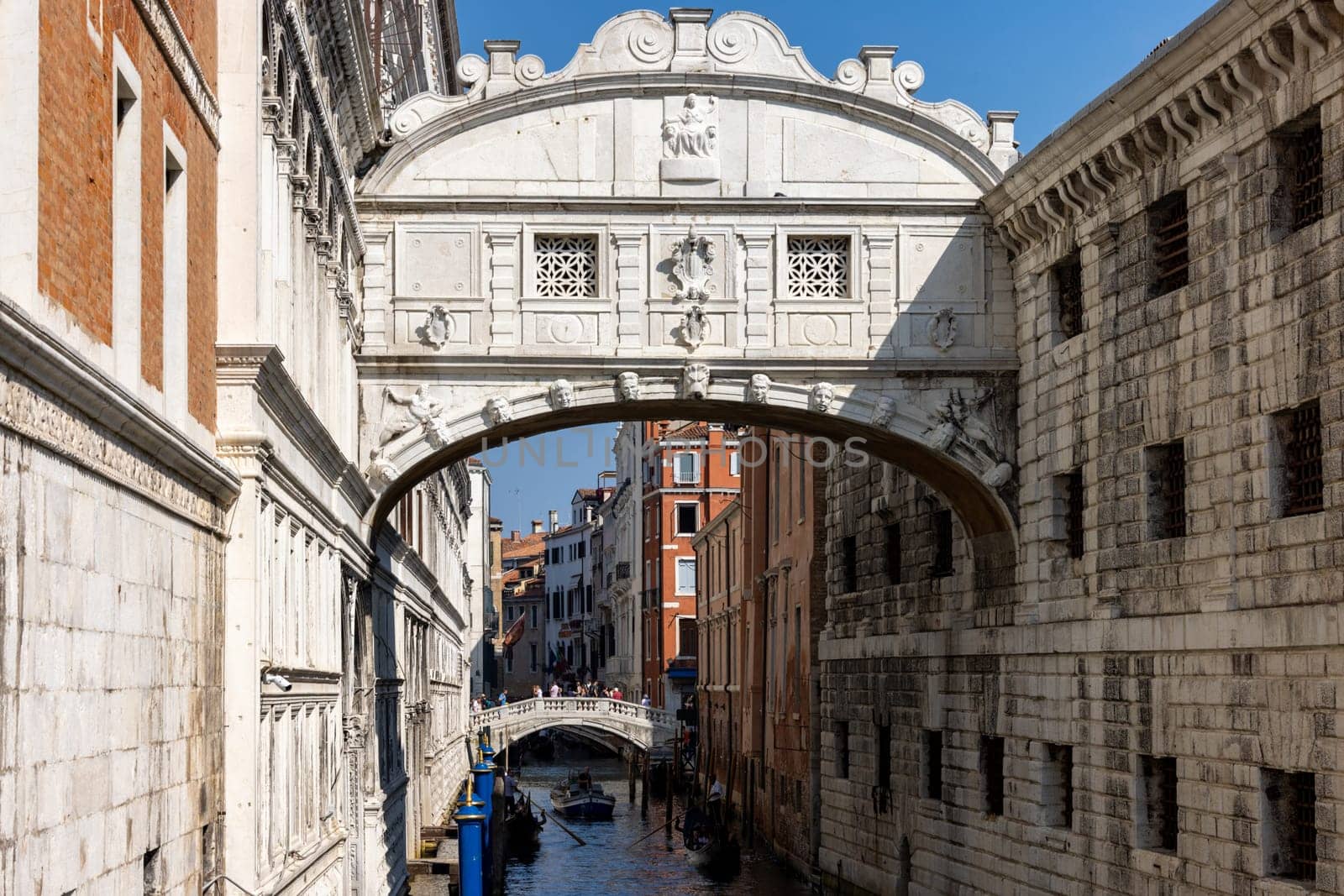 Venice, Italy - September 6, 2022: View of the Brdige of Sighs, Ponte dei Sospiri in Venice. Italy