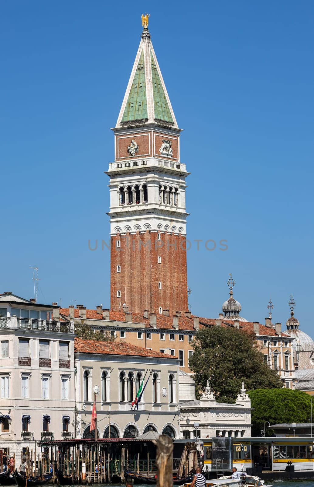 Venice, Italy - September 5, 2022: The tower of Saint Mark in Venice. Italy