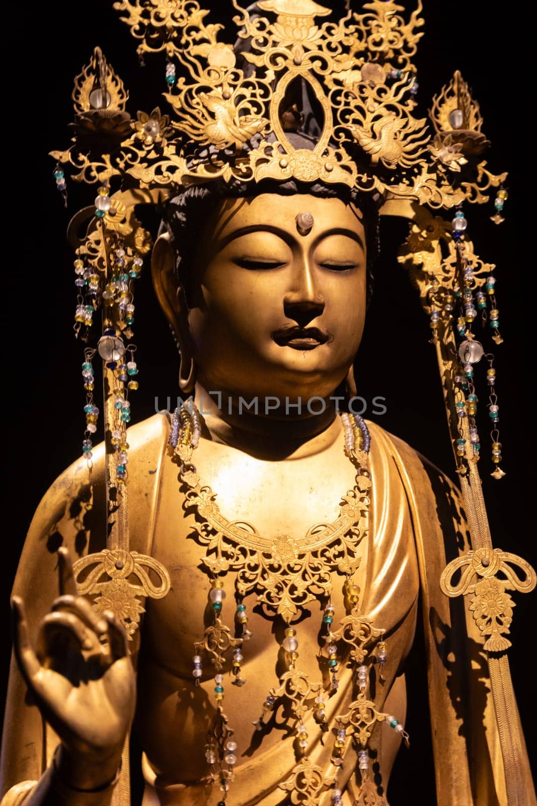 Turin, Italy - May 2023: Oriental Art Museum - Bodhisattva, 14th c.., Muromachi periods, Japan