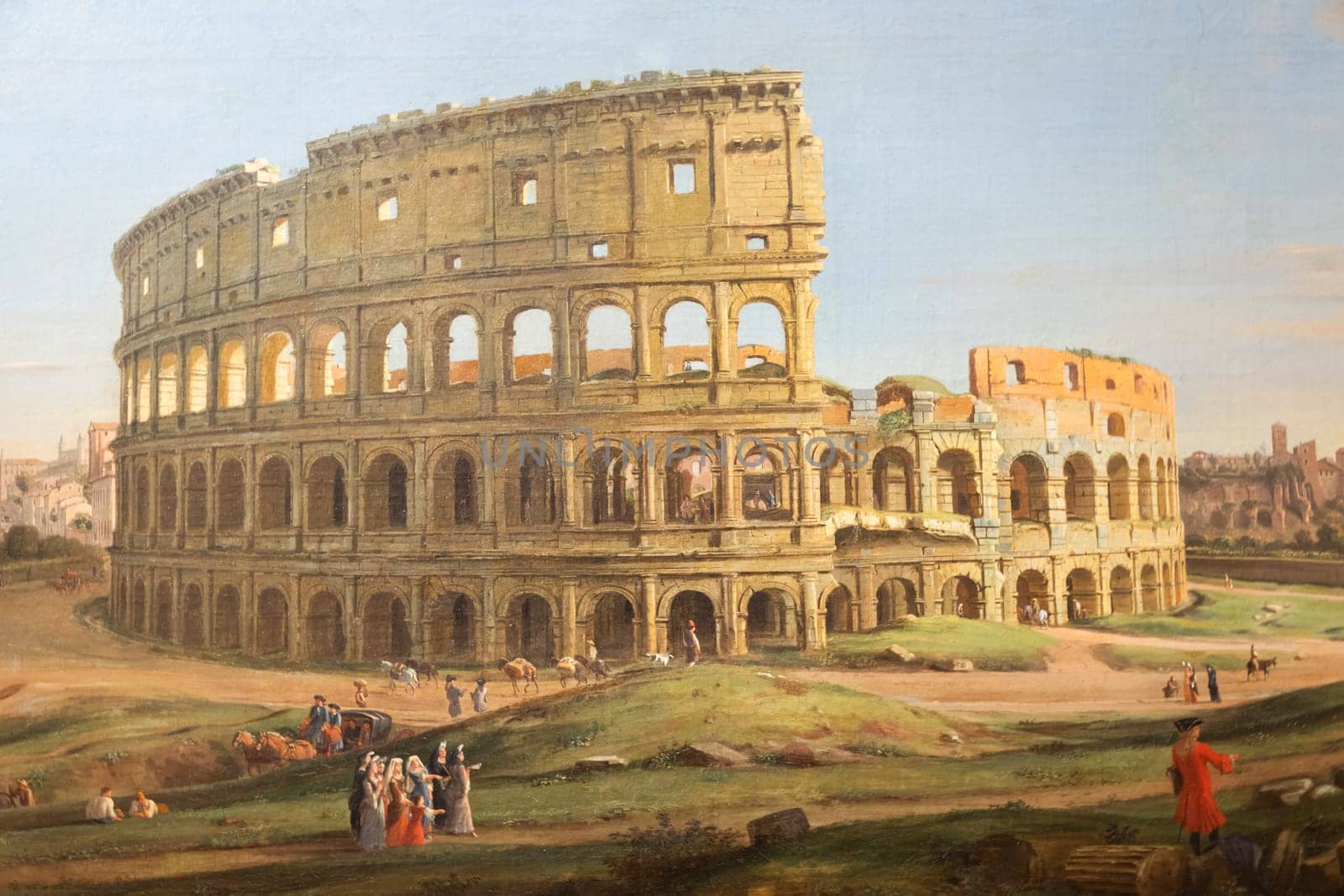 Turin, Italy - May 2023: The Colosseum,  Gaspare Vanvitelli painting, Rome 1736