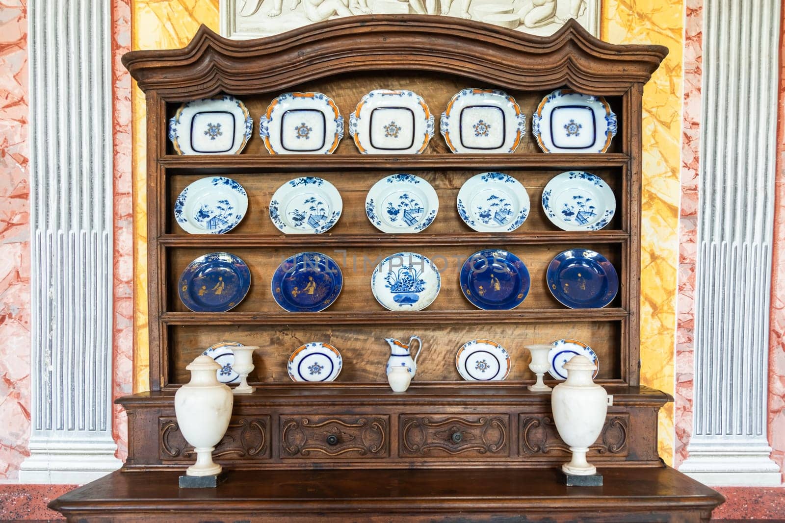 Old pottery collection, antique Italian porcelain, retro decoration from '800