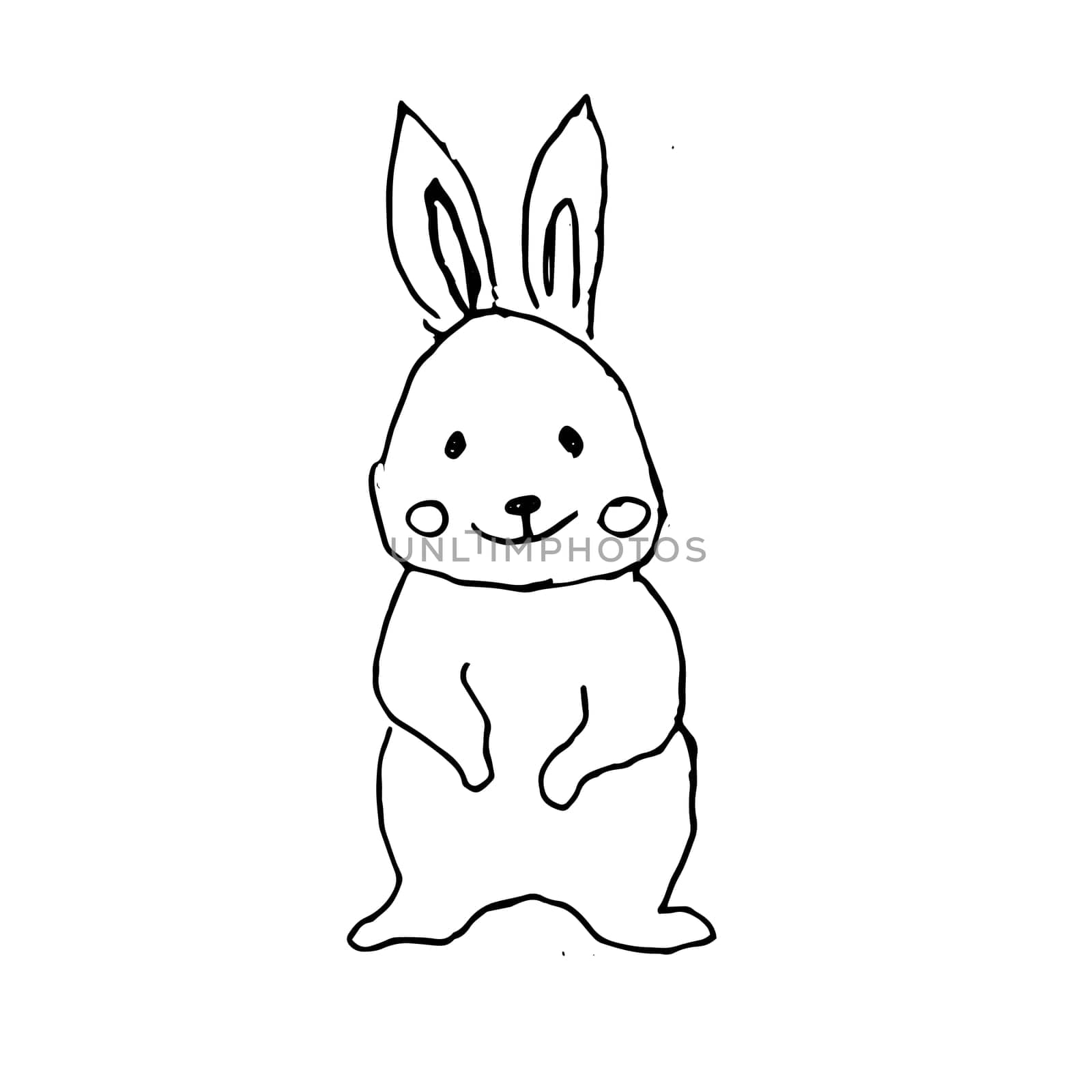 cute doodle bunny sketch outline. Vector illustration of mammal baby animal. Can used for greeting card, wrapping paper, textile, baby poster, baby print.