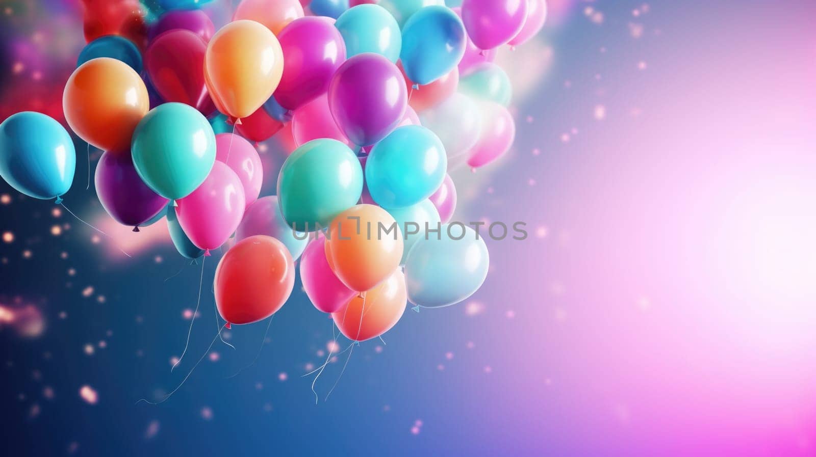 colorful balloons background at celebration, ai