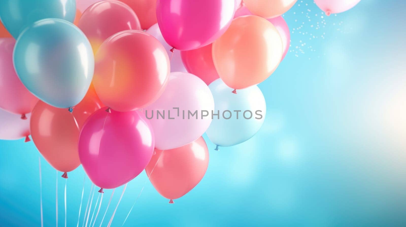 colorful balloons background at celebration, ai
