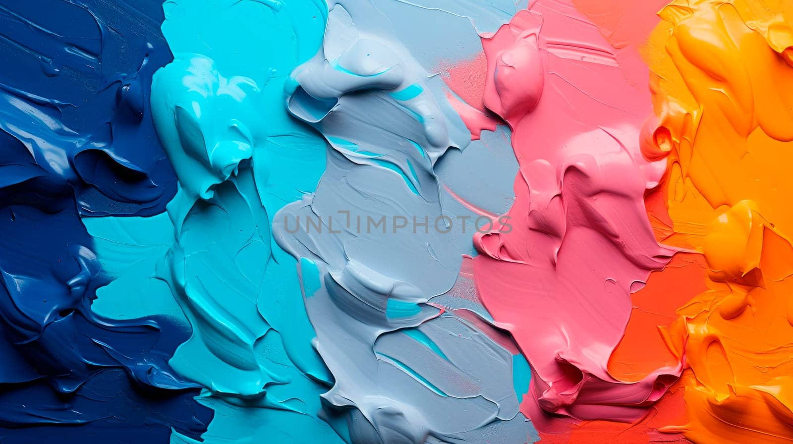 Abstract painting made out of hard and decisive brushstrokes. Abstract background with impasto textures, solid and vibrant colours.AI generated