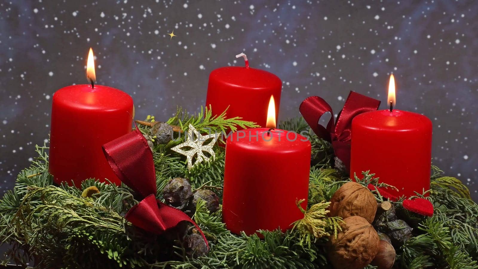 3rd Advent, Advent wreath with burning candles