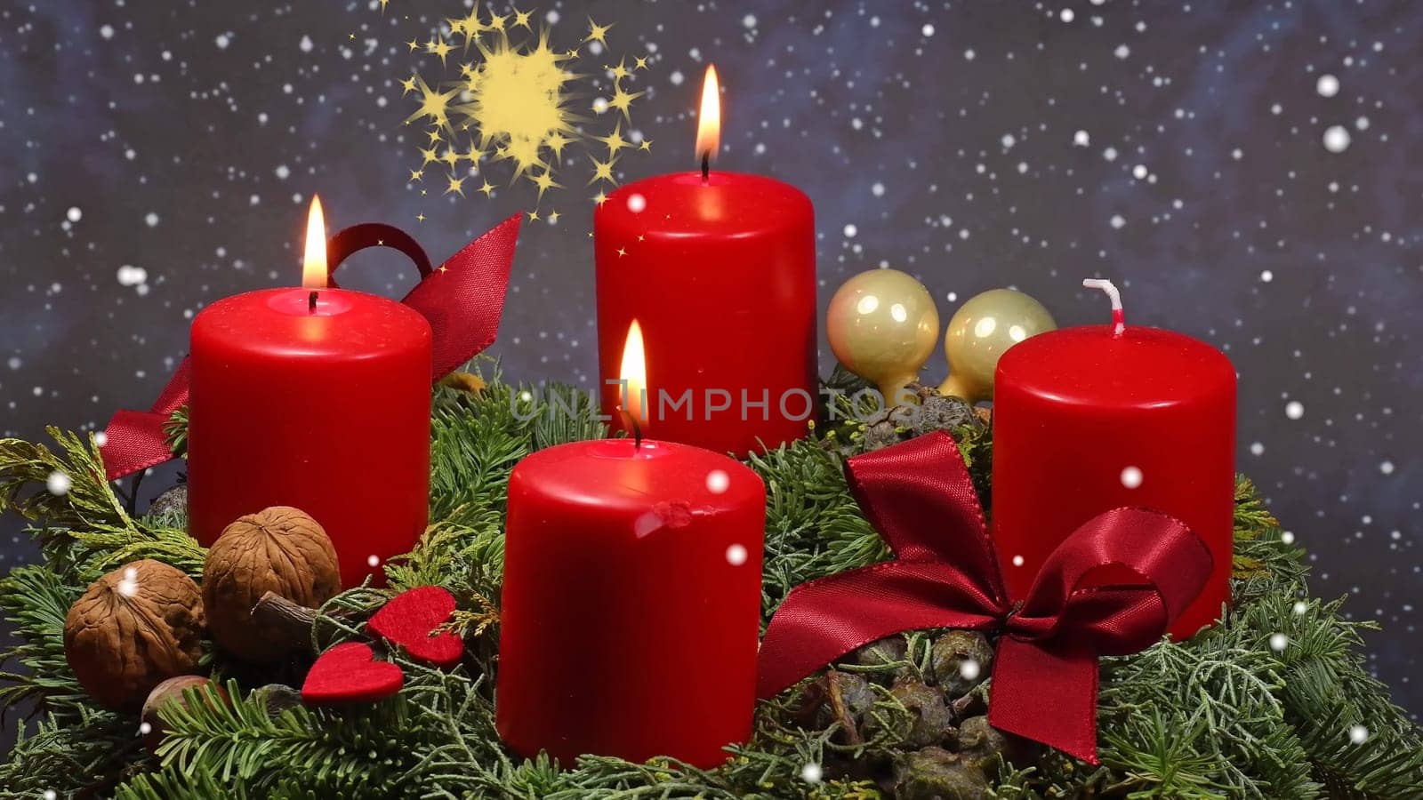 3rd Advent, Advent wreath with burning candles