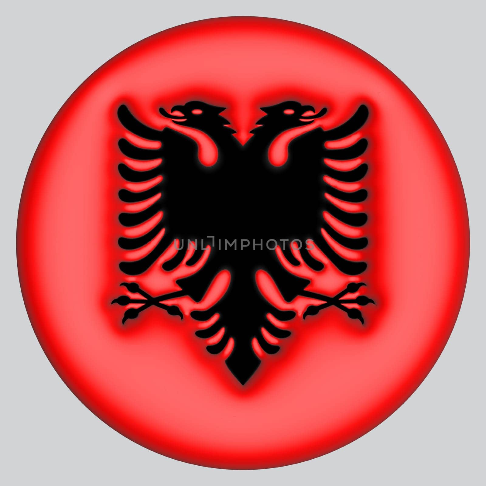 3D Flag of Albania on a avatar circle background.