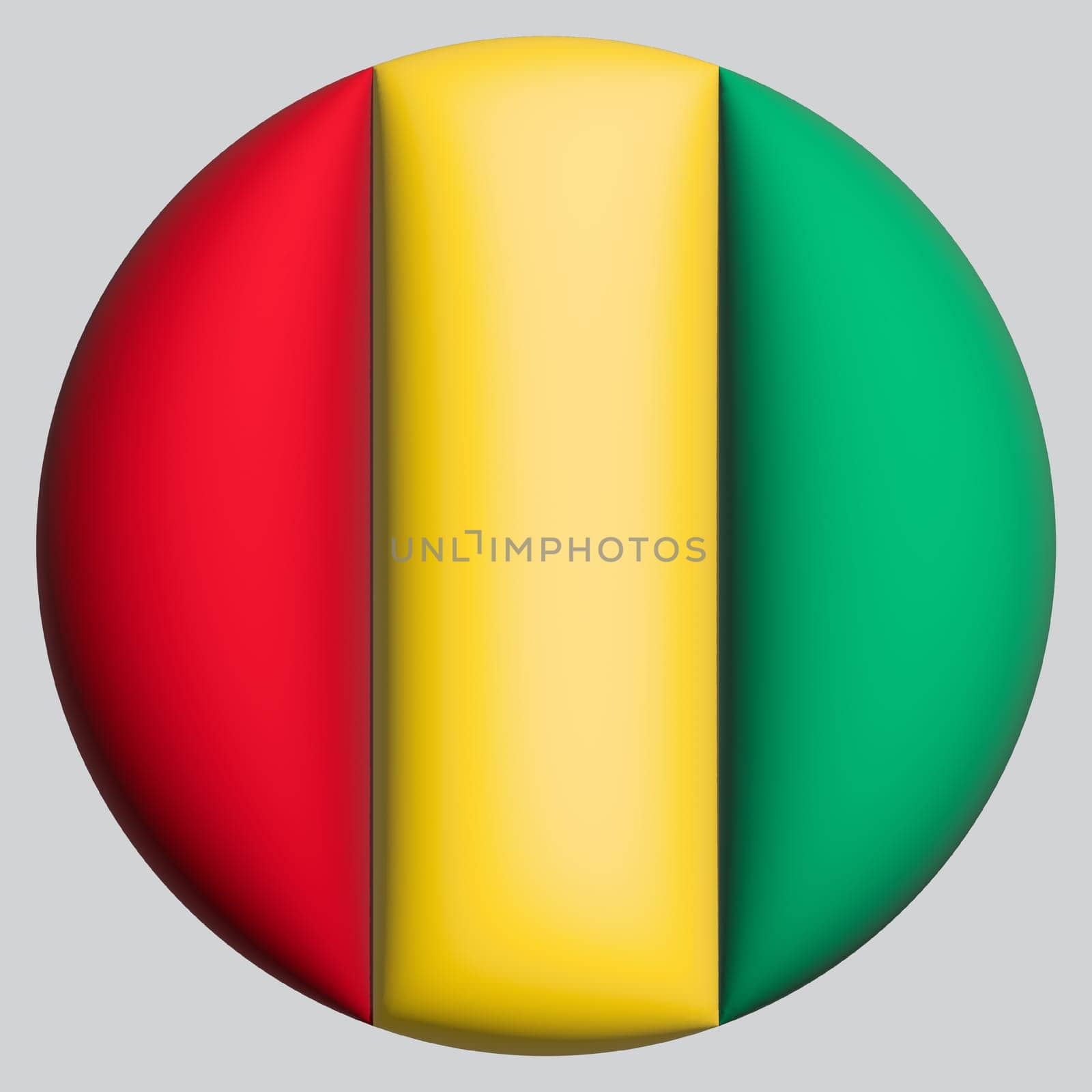 3D Flag of Guinea on a avatar circle background.