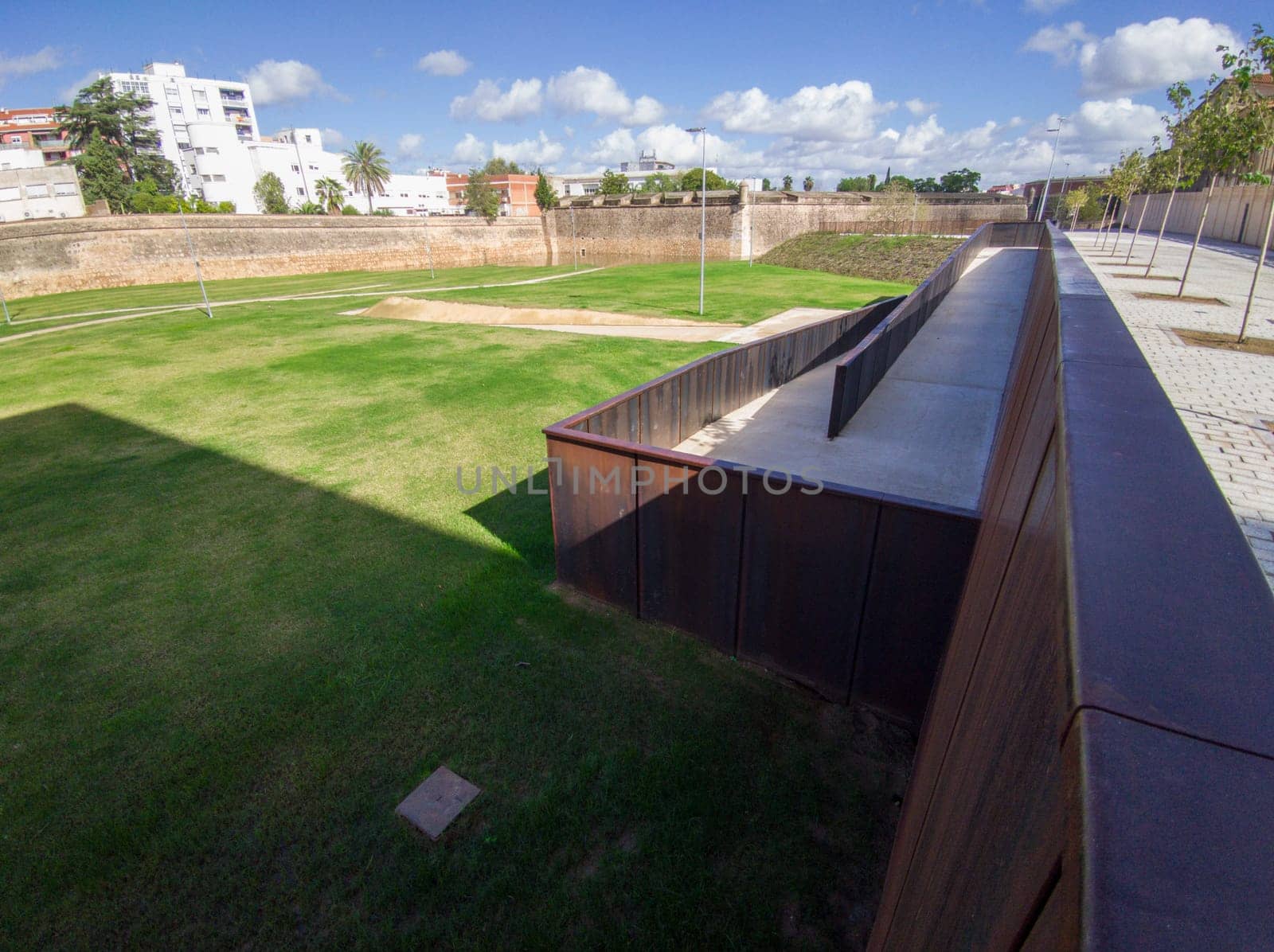 Santa Maria Bastion green corridor, Badajoz, Extremadura, Spain. Winter season