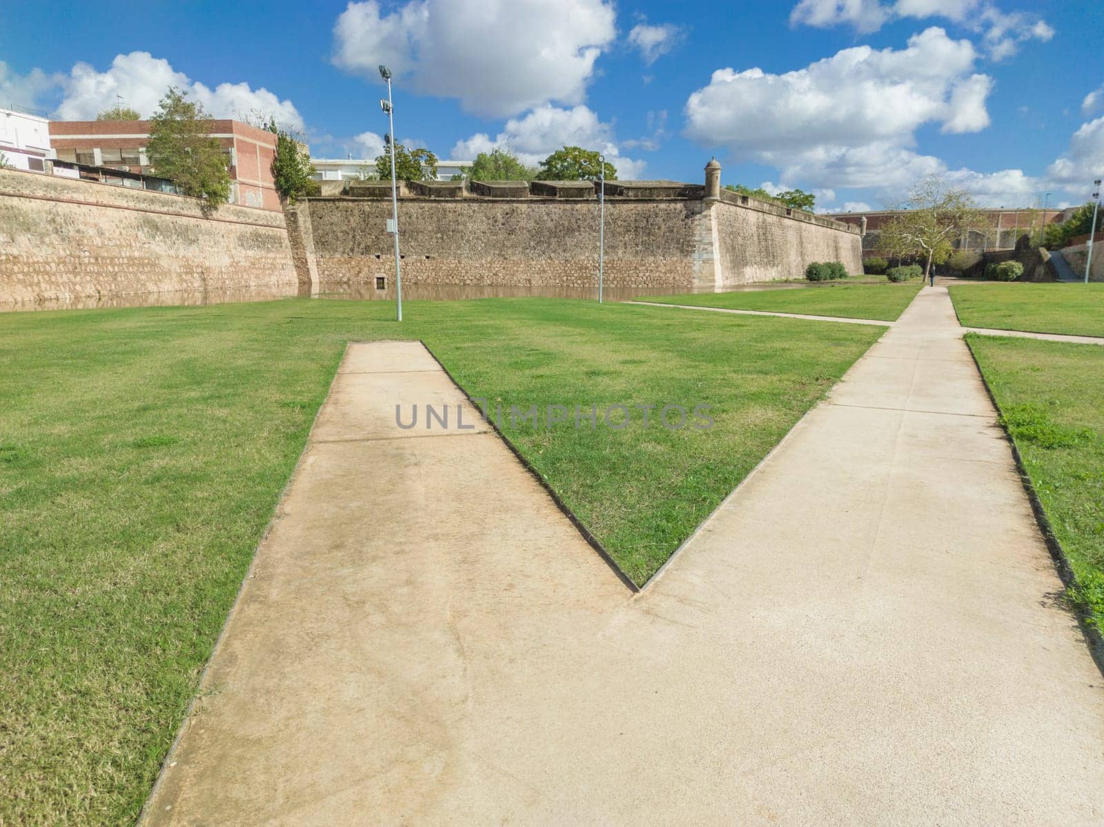 Santa Maria Bastion green corridor, Badajoz, Extremadura, Spain. Winter season