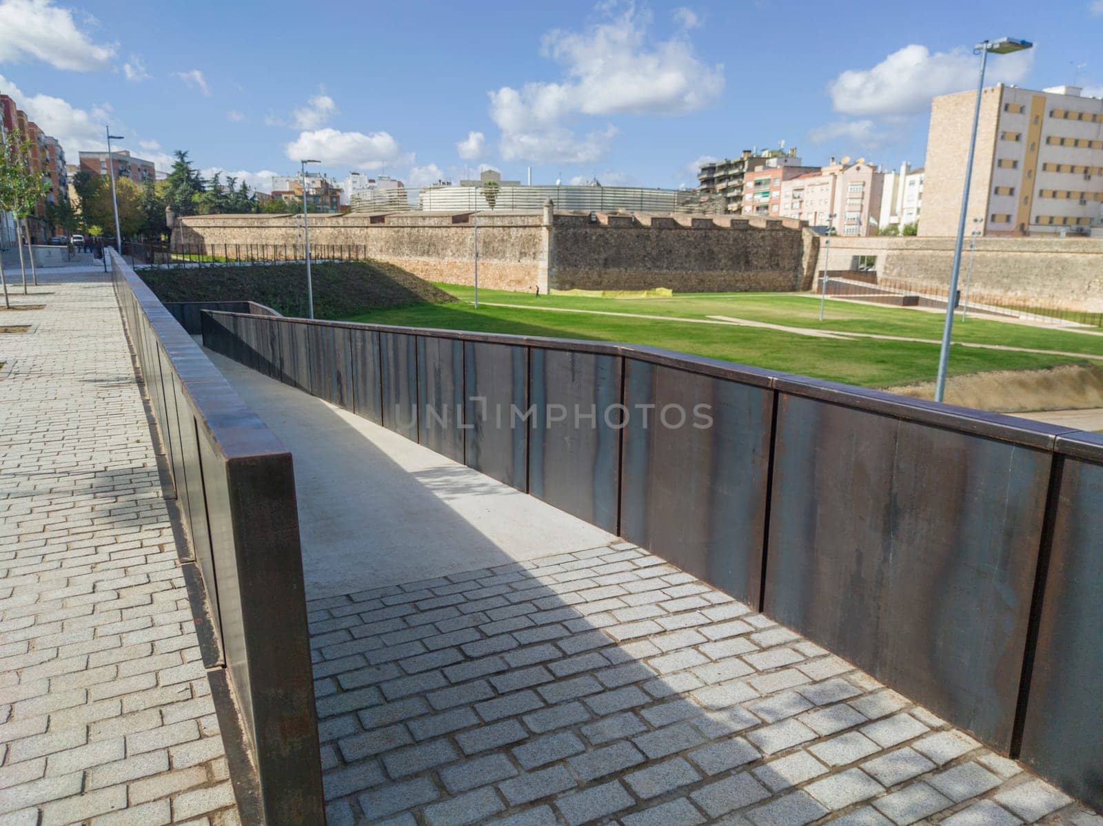 Santa Maria Bastion green corridor, Badajoz, Extremadura, Spain. Winter season