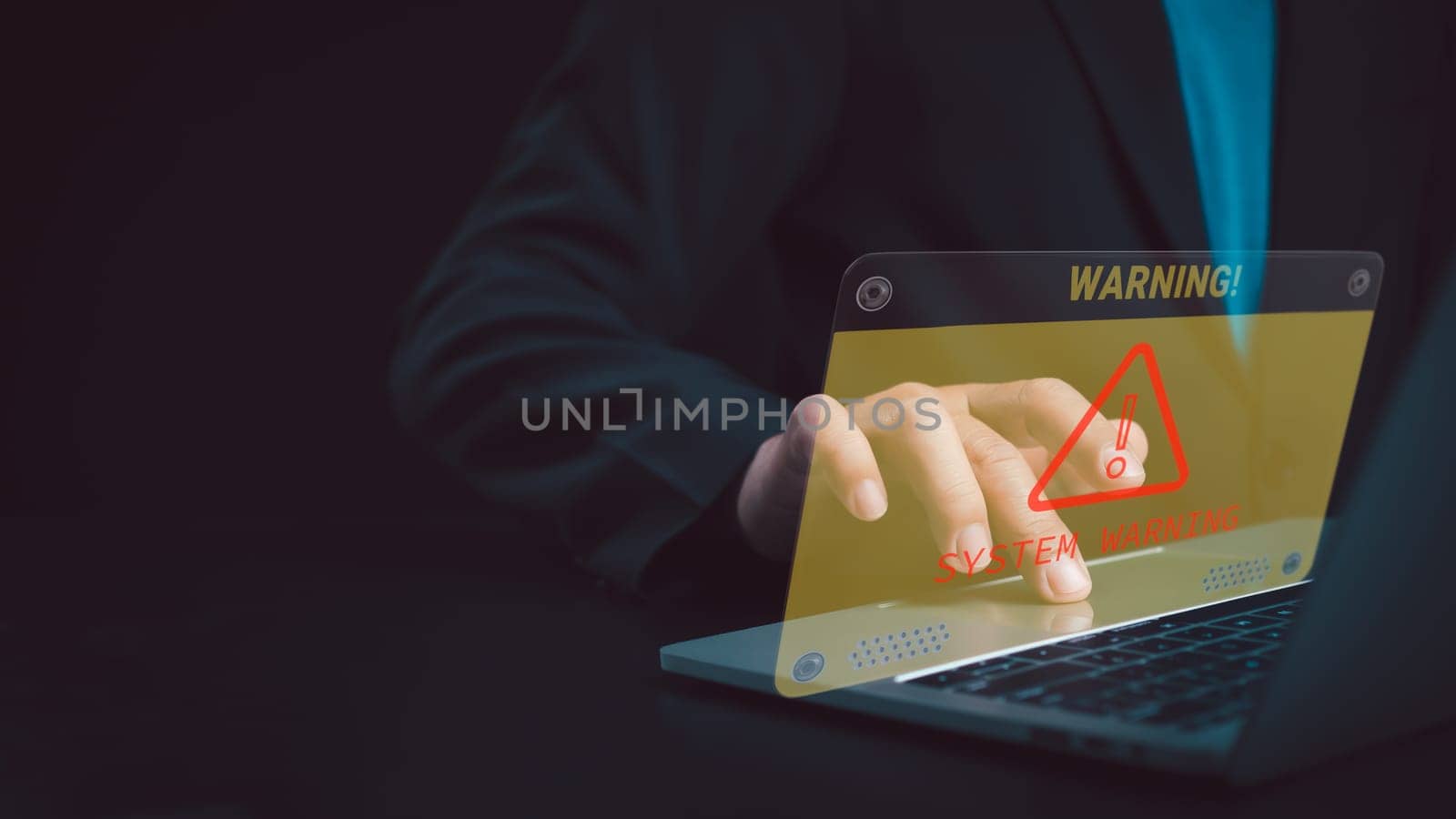 Cyber security and cybercrime, System hacked warning alert on Laptop, Cyber attack on computer network, Virus, Spyware, Malware or Malicious software, Compromised information internet.