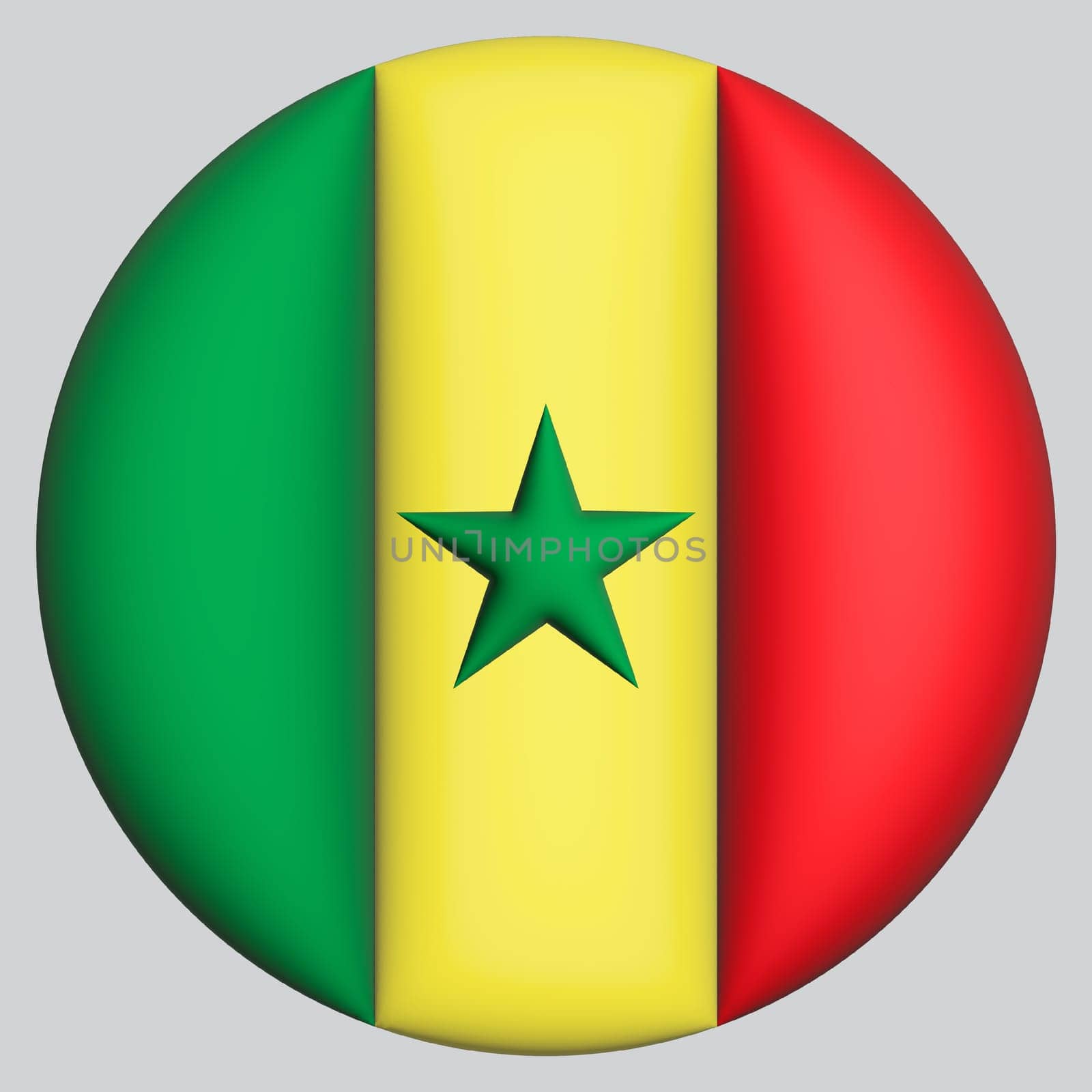 3D Flag of Senegal on a avatar circle background.