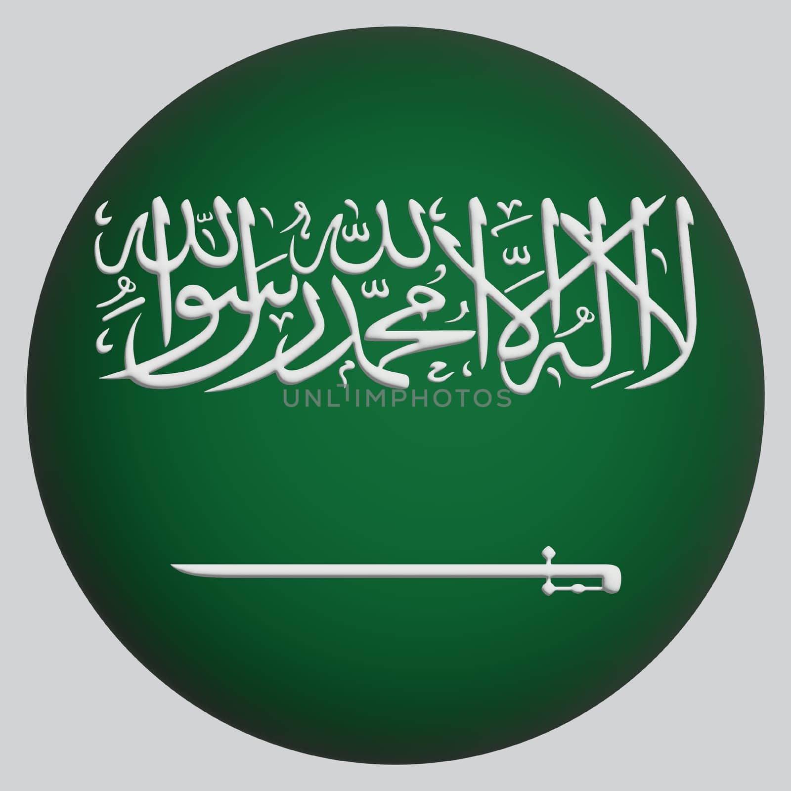 3D Flag of Saudi Arabia on a avatar circle background.