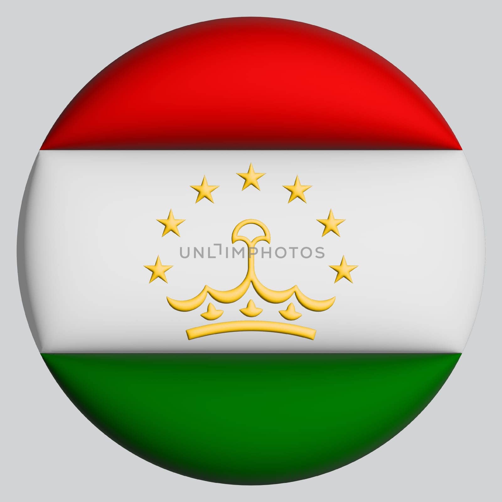3D Flag of Tajikistan on a avatar circle background.