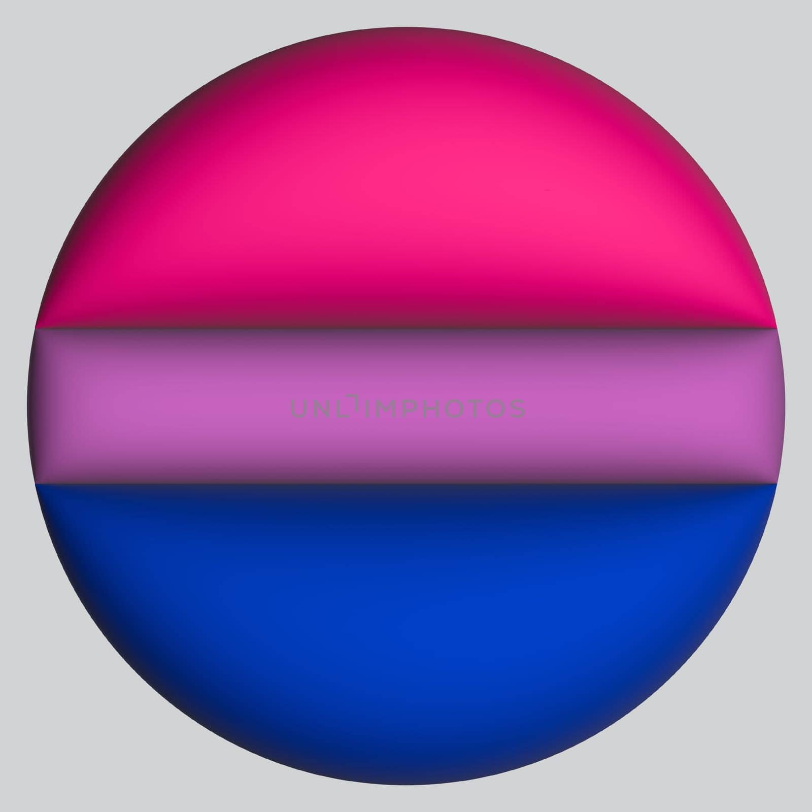 3d illustration Bisexual flag on avatar circle. Freedom and love concept. Activism, community and freedom Concept.
