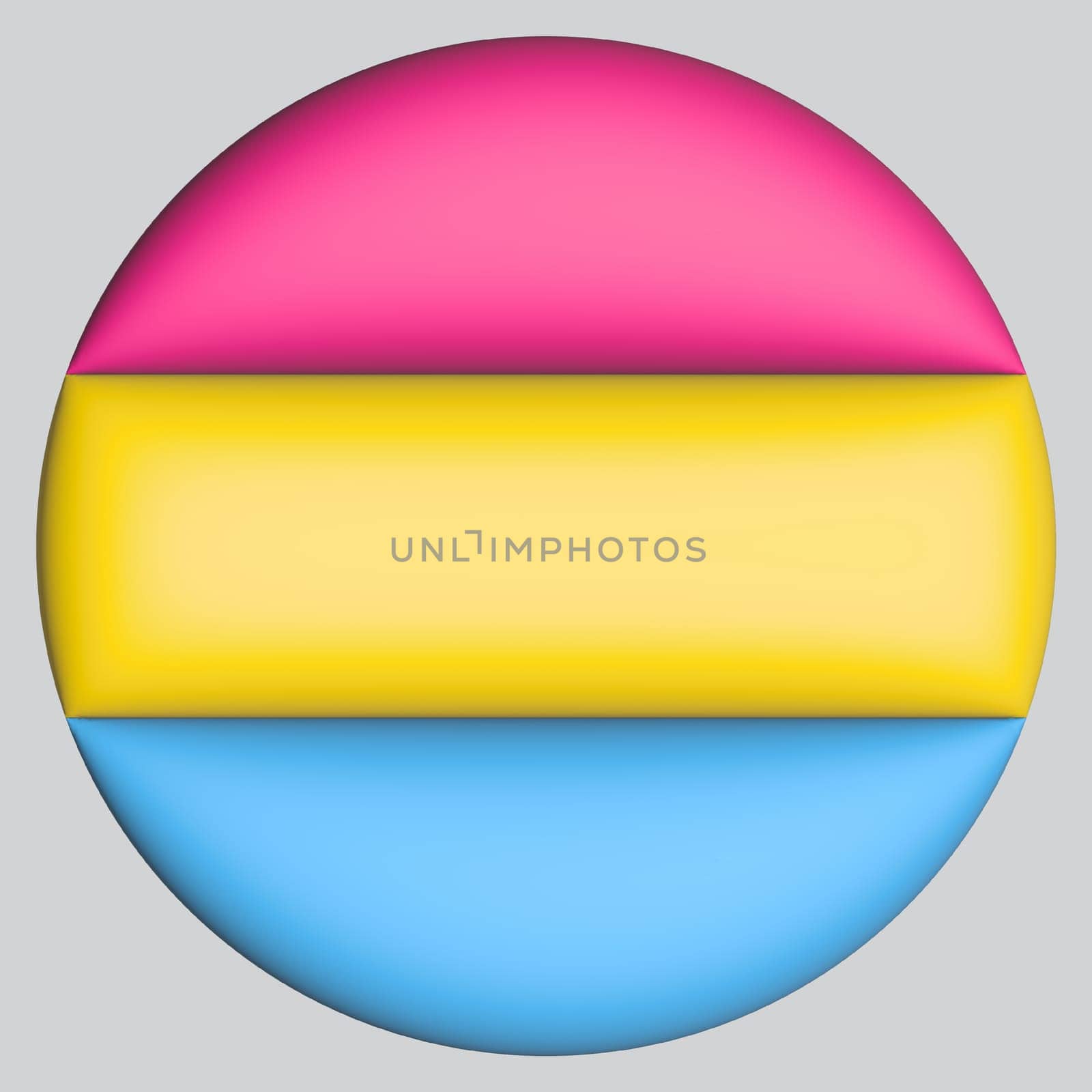 3d illustration Pansexual flag on avatar circle. Freedom and love concept. Activism, community and freedom Concept.