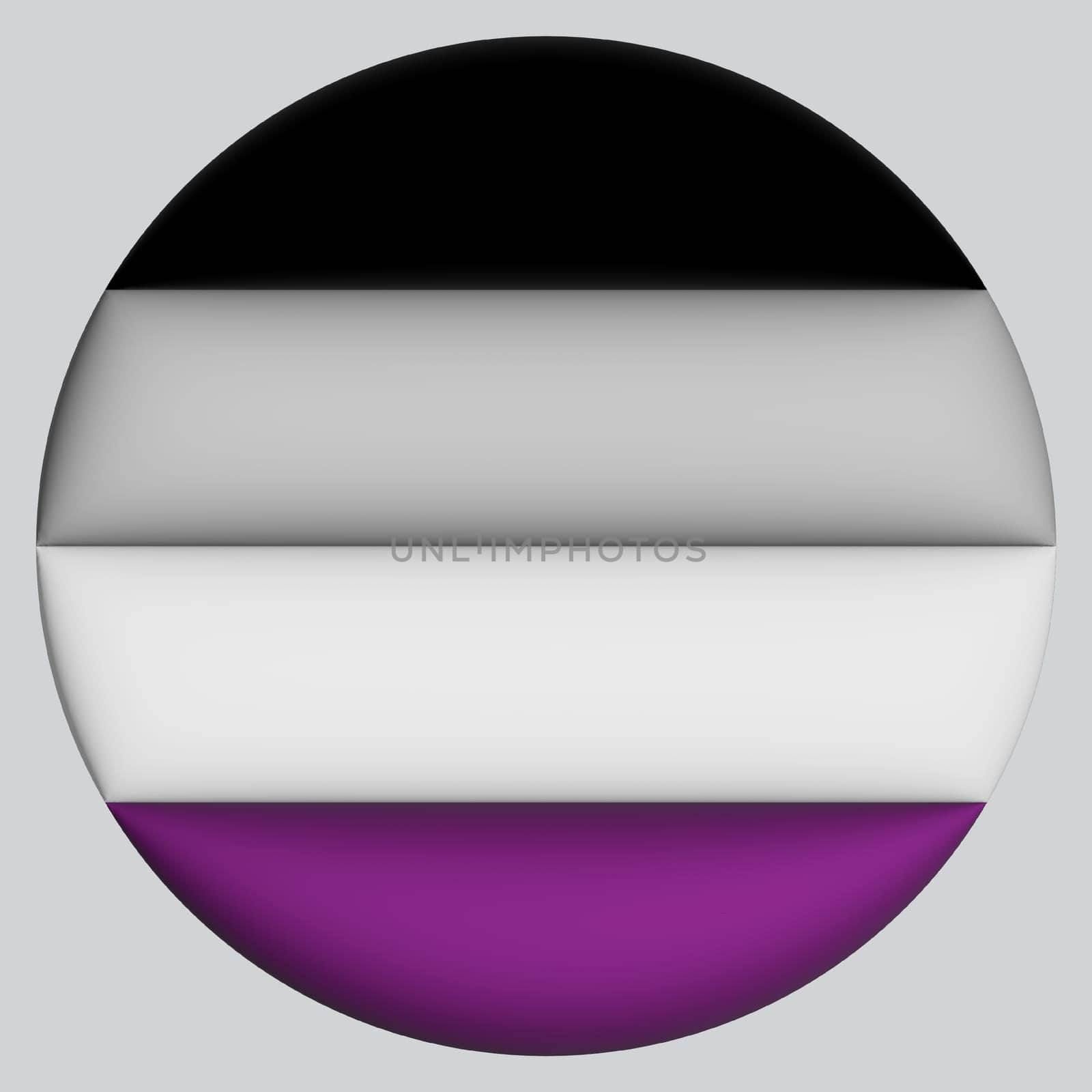 3d illustration Asexual flag on avatar circle. Freedom and love concept. Activism, community and freedom Concept.